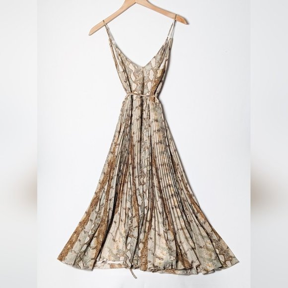 ❌SOLD ❌WILFRED Beaune Dress Pleated Wrap Midi Dress White Snake Print Small - Picture 7 of 11